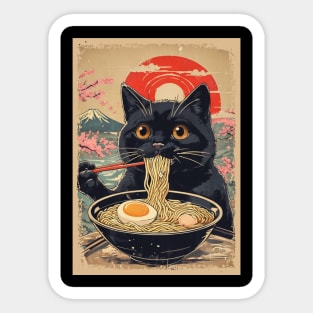 Anime Cat Ramen Japanese Funny Graphic Tees Kawaii Cat Anime Sticker